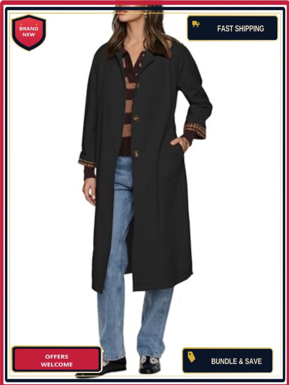 Long Sleeve Notch Lapel Linen Trench Coat Single Breasted Windproof Classic - Picture 2 of 6
